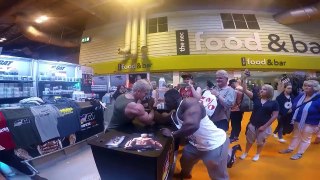 Bodypower Expo UK Blessing awodibu arm wrestle Zac Ansley
