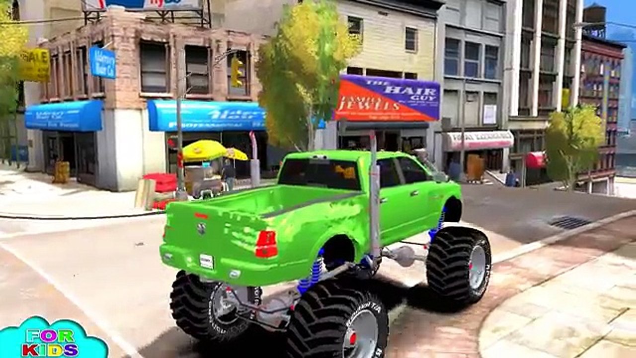 Monster Trucks Colors & Nursery Rhymes & Hulk Superman Spiderman (Animated Songs for Children)
