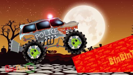 Scary Fire Trucks Vs Police Car - Monster Trucks For Children - Street Vehicles For Kids | Halloween