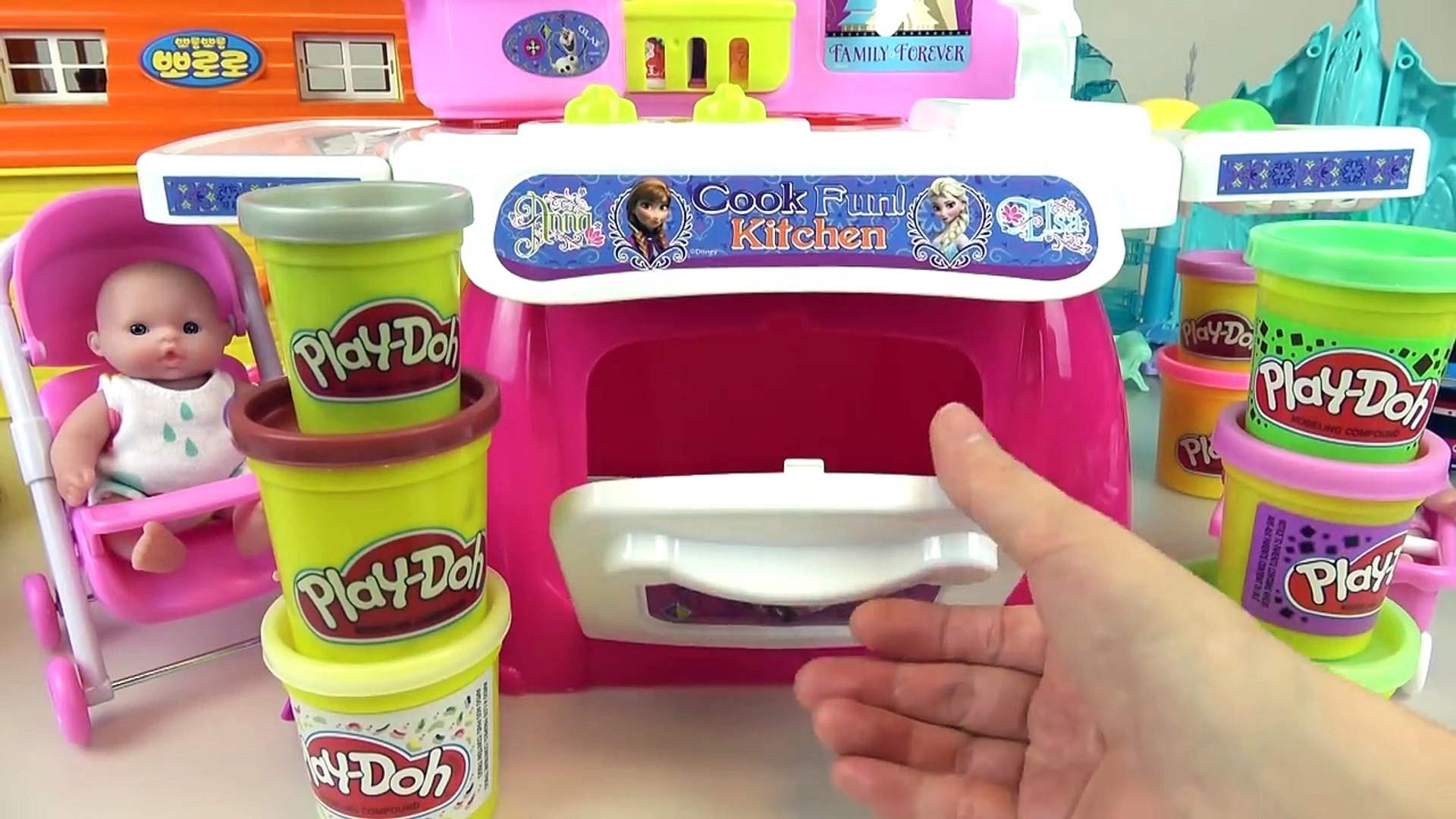 Baby doll and Frozen kitchen toys play doh cooking play video Dailymotion