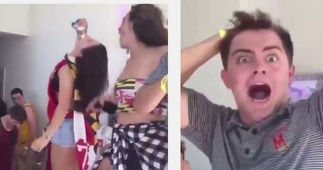 College Babe Smashes A Beer With Her Face, And Chugs It
