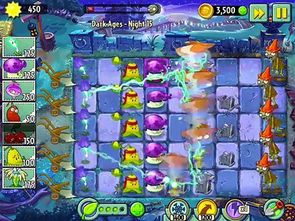 Dark Ages level 15 Wizard Zombie Attack Plants vs. Zombies 2 ipad ios gameplay