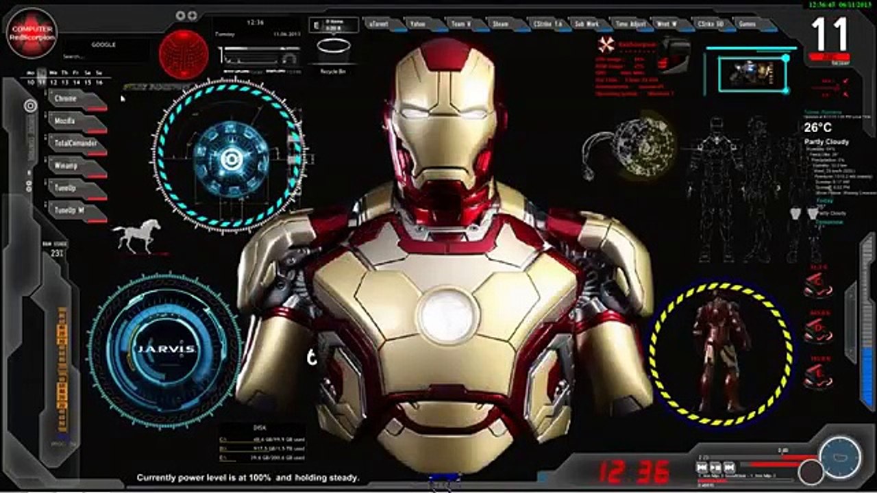 UPDATE Iron Man -- Jarvis, Desktop Animated, Live: Wallpaper,Theme;  Personalize and Customize - video Dailymotion