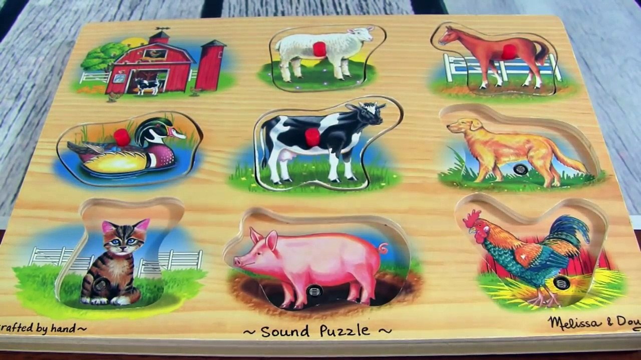 Learn Farm Animals and Their Sounds In English Melissa & Doug Sound Puzzle Babies, Toddlers, Kid