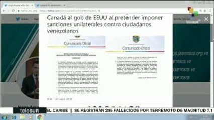 Cancillería de Venezuela rechaza medidas adoptadas por Canadá