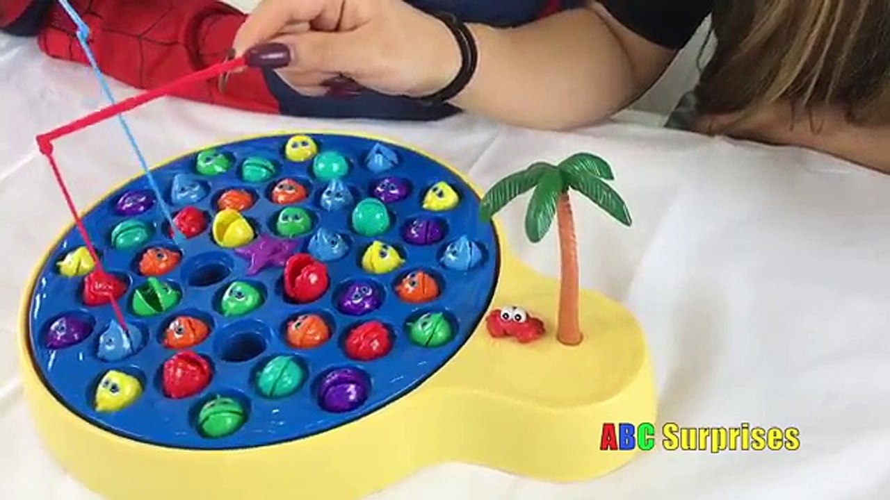 LETS GO FISHING Game XL Spiderman Learn Colors with Princess T Fun Family for Kids Learning Toys