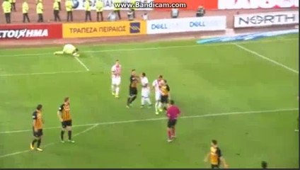 Uros Cosic Horror Red Card HD - AEK Athens FC	3-2 Olympiakos Piraeus 24.09.2017