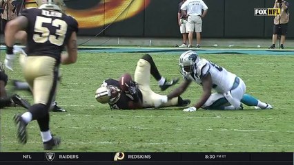 Marcus Williams leaps for deflection to pull in a one-handed interception