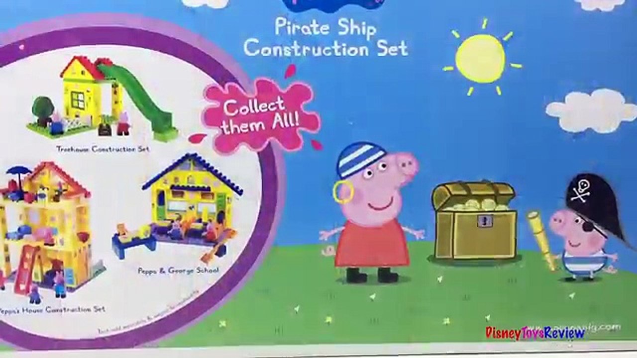 PEPPA PIG PIRATE SHIP CONSTRUCTION SET WITH PEPPA PIG PIRATE & GEORGE - STOP MOTION - UNBOXING