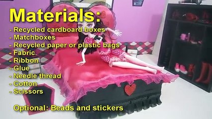 Monster High Tutorial: Draculaura Doll Bed - Recycling - Doll Crafts - simplekidscrafts