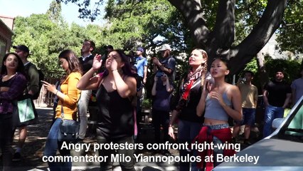 Milo Yiannopoulos met with angry protests at UC Berkeley