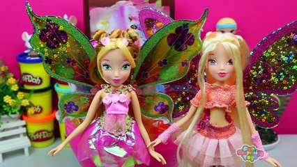 GIANT Flora Surprise Egg Play Doh Fairy of Nature Winx Club Bloom Stella Barbie My Little Pony Toys