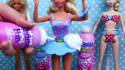 Download Video: BARBIE Foam Bath Mr Bubble Bath Time Fun! Foam Soap Dress Up & Makeover by DisneyCarToys