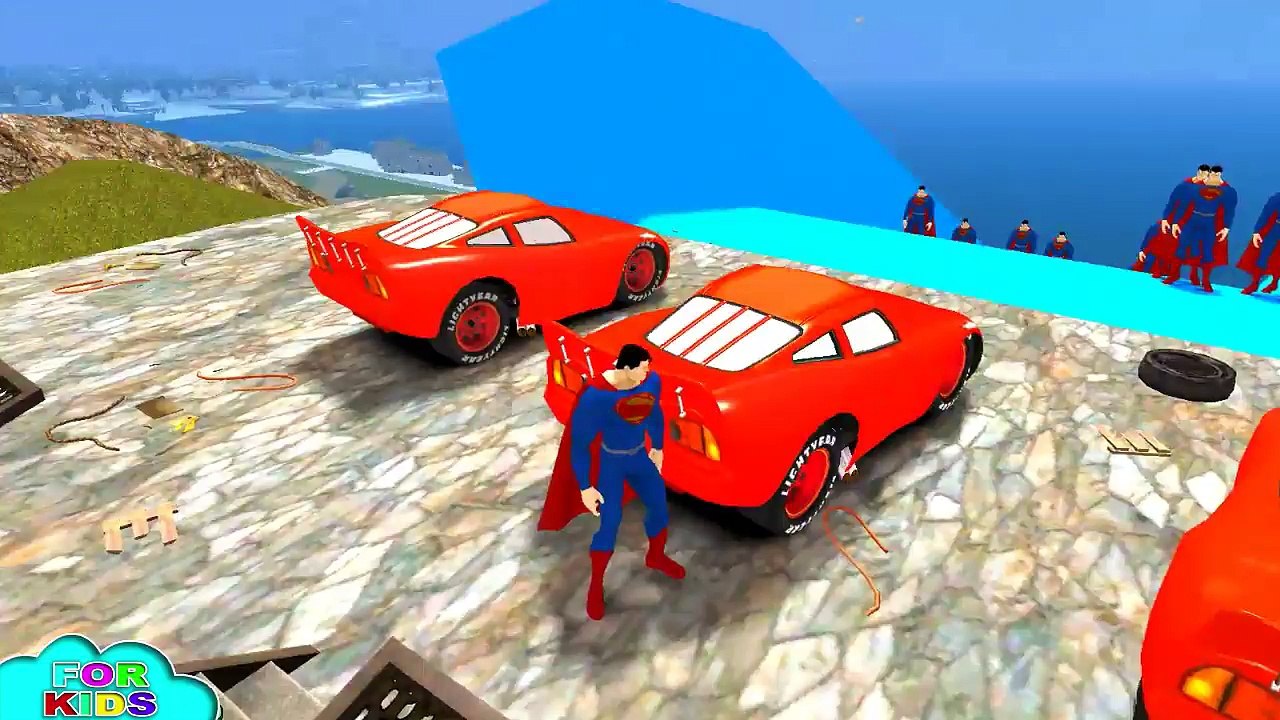 100 SUPERMAN Nursery Rhymes & Lightning McQueen Cars Smash Party Kids Songs