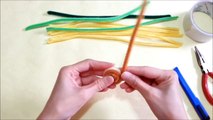 DIY craft tutorial - pipe cleaner sunflower 手工教學:毛根太陽花