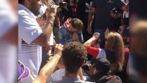 Milo Yiannopoulos prays amid protests during heated UC Berkley visit