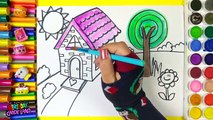 Drawing Country House Coloring Page for Children and Coloring for Kids to Learn to Color