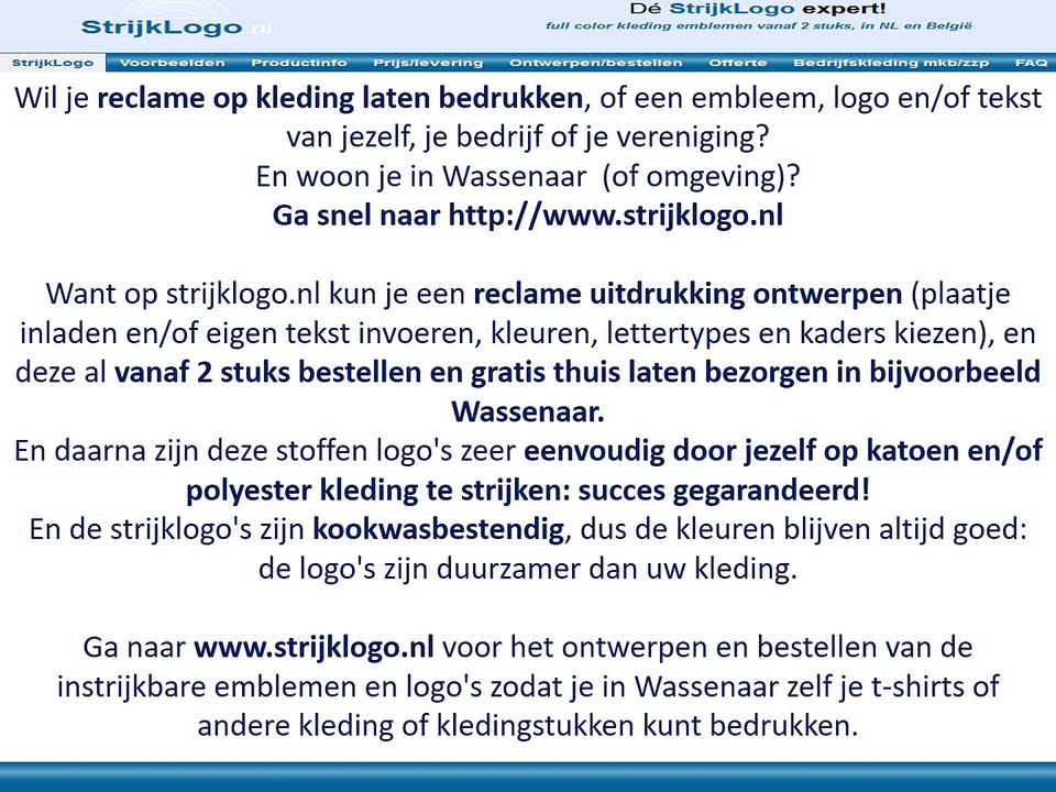Reclame kleding bedrukken Wassenaar