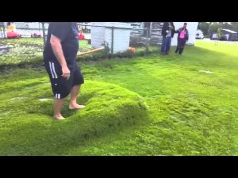Man Pops Giant Lawn Bubble in Backyard