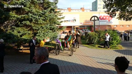 Only falls and horses: Spectacular wedding fail in Slovakia