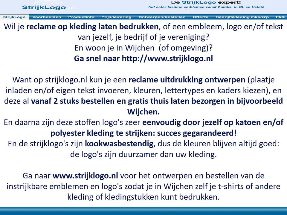 Reclame kleding bedrukken Wijchen