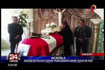 Arequipa: trasladan restos de policía asesinado sobre techo de taxi