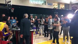 Magic Johnson and Lonzo Ball at Lakers Media Day