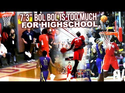 7'2 Bol Bol Barely Has to Jump! EASTBAY + WINDMILL! Dunks/Blocks EVERYTHING! Nike Extravaganza 2017