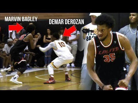 Marvin Bagley BLOWS BY Demar Derozan and DUNKS IT! #1 High School Prospect @ Drew League