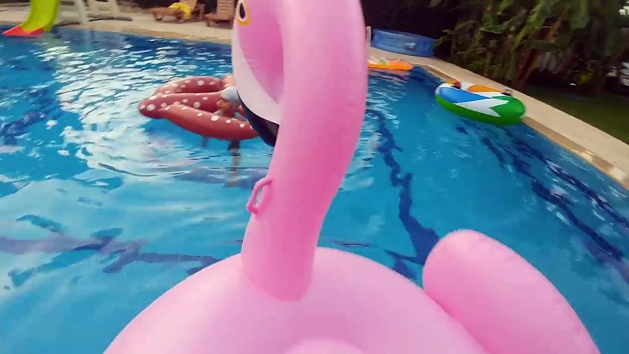 Havuzda müthiş yarışmalar , sualtı çekimleri, oyunlar , eğlenceli çocuk videosu