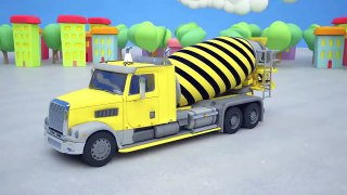 Kids 3D Construction Cartoon : Concrete Mixer, Roller and Crane | Learning Construction Vehicles