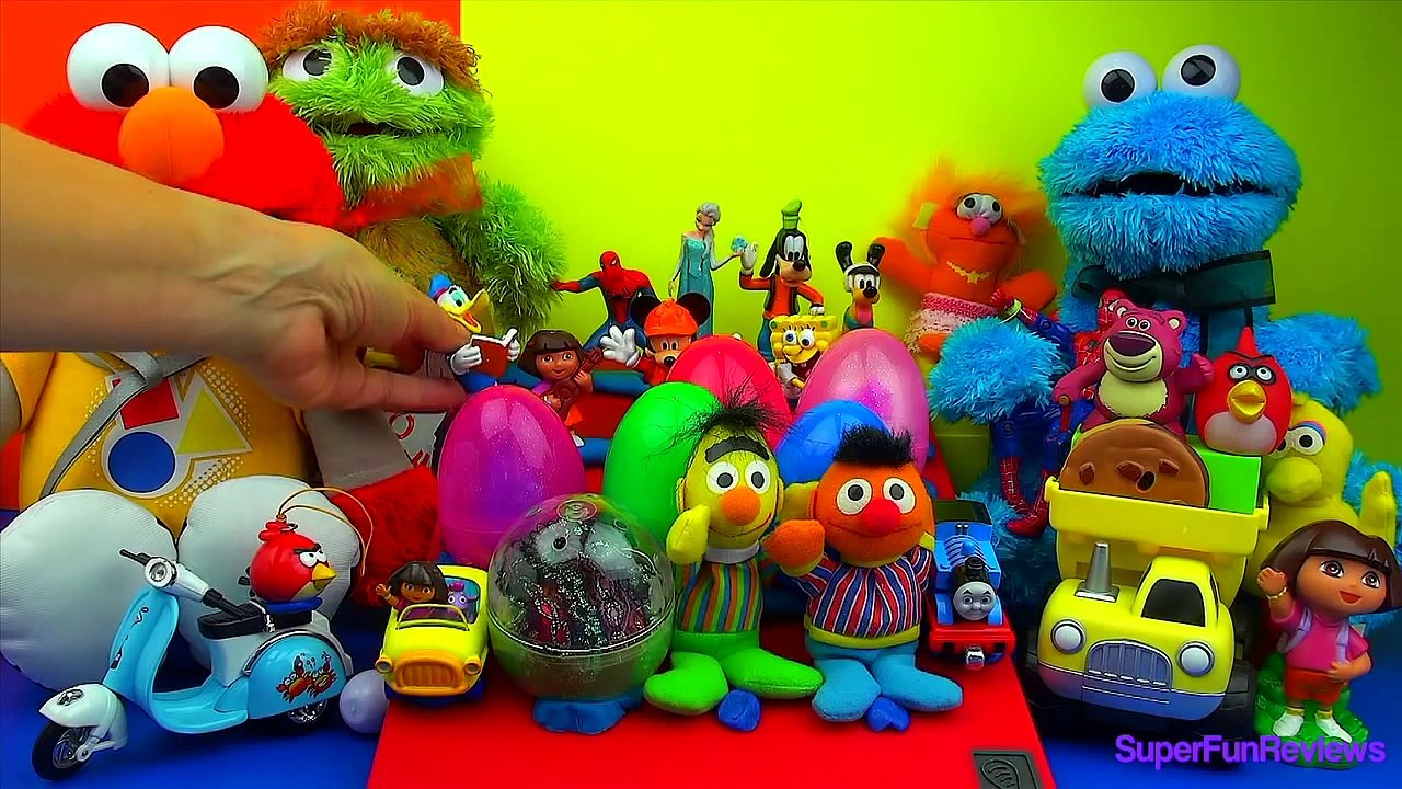 14 SURPRISE EGGS Spiderman Spongebob Elsa Peppa Pig Dora Hello Kitty Mickey Mouse Minnie Goofy Pluto