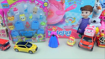 Shopkins friends & frying pan cooking toy 콩순이 프라이팬과 샾킨즈 겨울왕국 미니특공대 뽀로로 장난감