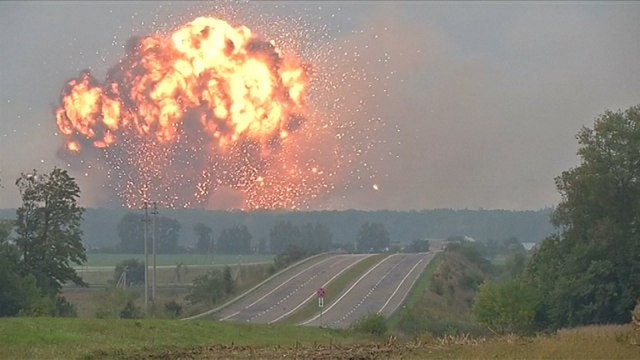 Ammunition depot explodes in central Ukraine