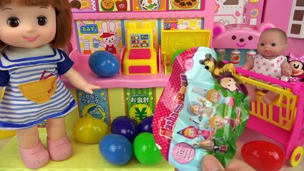 Baby doll and Surprise eggs Kitchen and vending machine, Kinder joy toys play