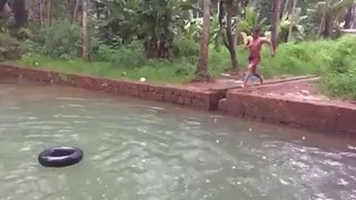 Very dangerous but perfect dive.