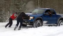 Off-road Deep Snow Toyota Tundra Hard Stuck Ford Raptor Helps