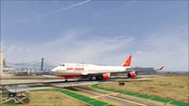 GTA 5✦Epic Air Plane Boeing 747✦Dangerous Comic Landing on Military Airport