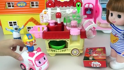 Baby doll Kitchen toys cooking noodle and food shop Pororo toy play