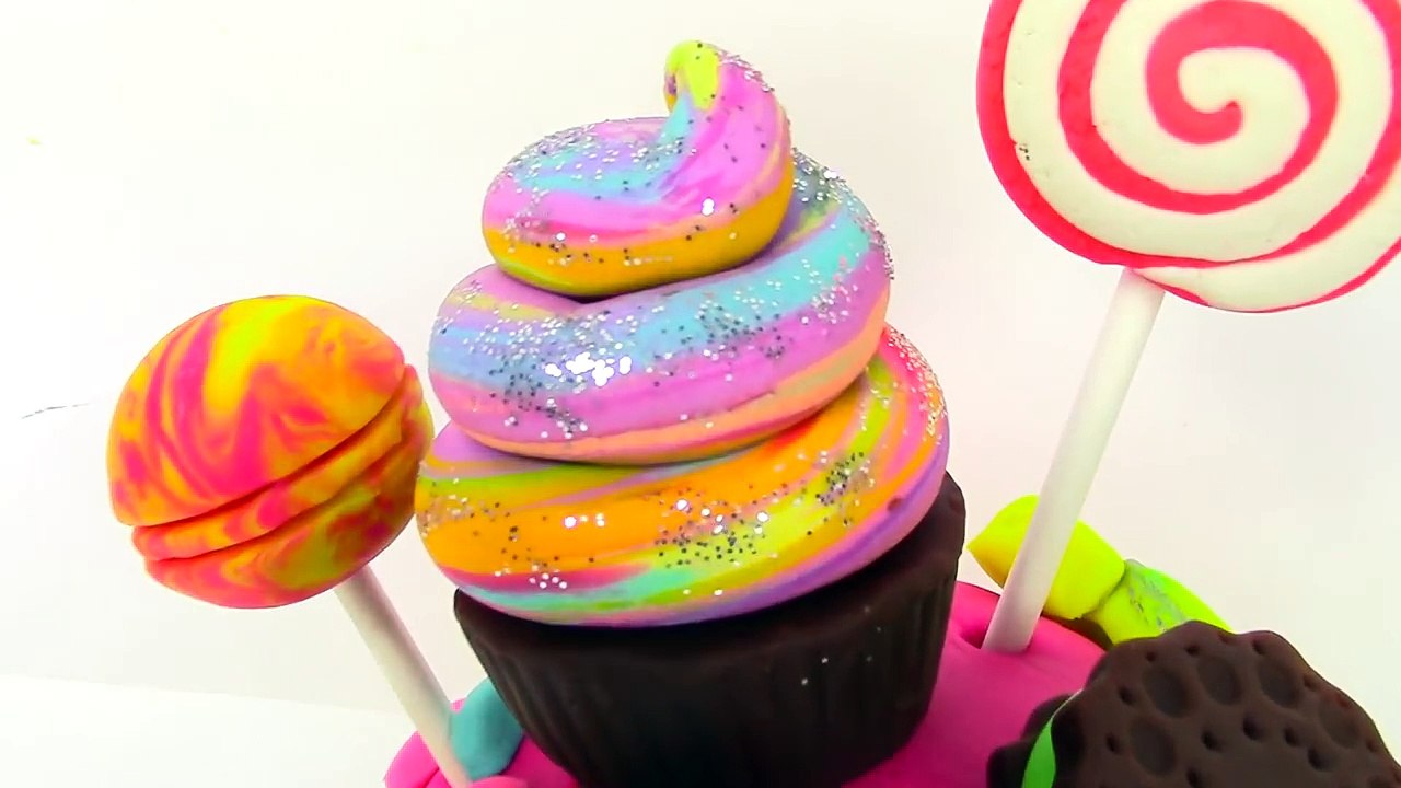 Play Doh How to Make a Candy Cake Rainbow Learning Diy Plastilina y Juguetes Castle Toys