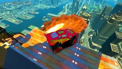 Spider Man & monster lightning mcqueen truck track Toboggan Disney cars Nursery Rhymes