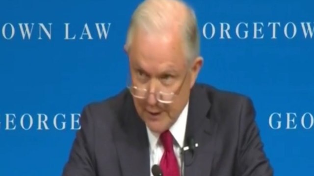 Jeff Sessions compares protesters to KKK members at Georgetown University free speech event