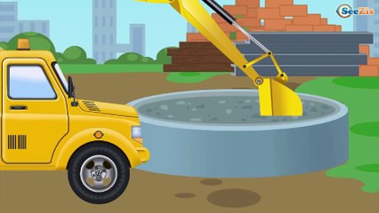 El Tractor es Amarillo y El Camión infantiles - La zona de construcción - Carritos Para Niños