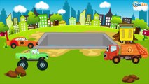 El Camión de bomberos es rojo y Carros de Carreras - Dibujo animado de coches - Carritos Para Niños