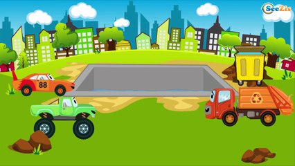 El Camión de bomberos es rojo y Carros de Carreras - Dibujo animado de coches - Carritos Para Niños