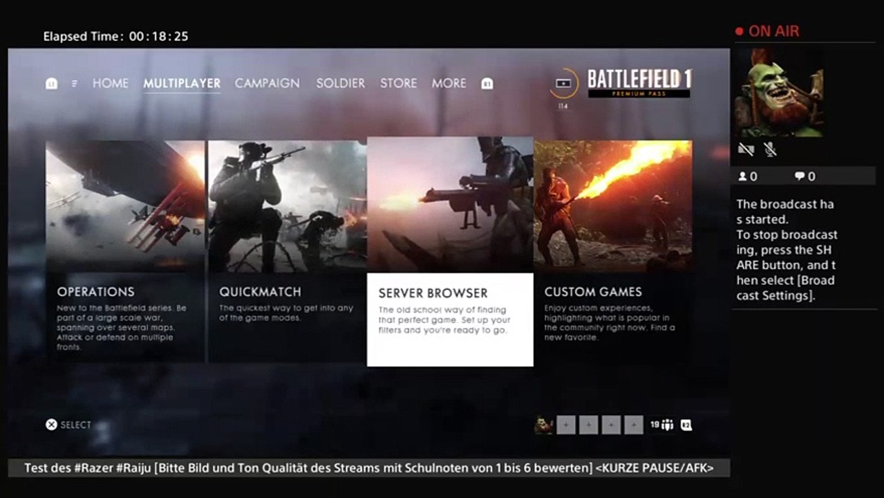 PS4-Live-Übertragung Razer Raiju Feineinstellun...