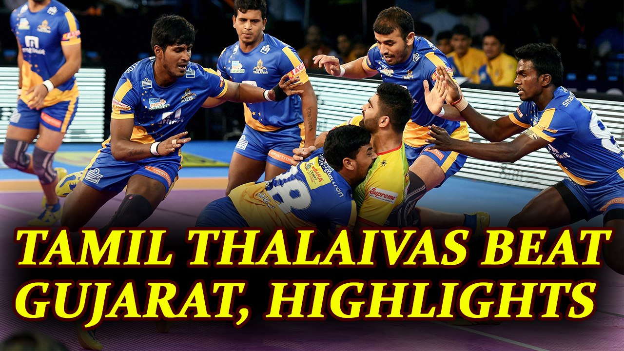 PKL 2017: Tamil Thalaivas defeat Gujarat Fortunegiants 35-34, Highlights | Oneindia News