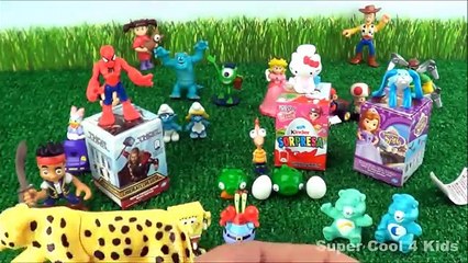4 Amazing surprise eggs opening, Disney toys, Kinder surprise (huevo kinder) and more.