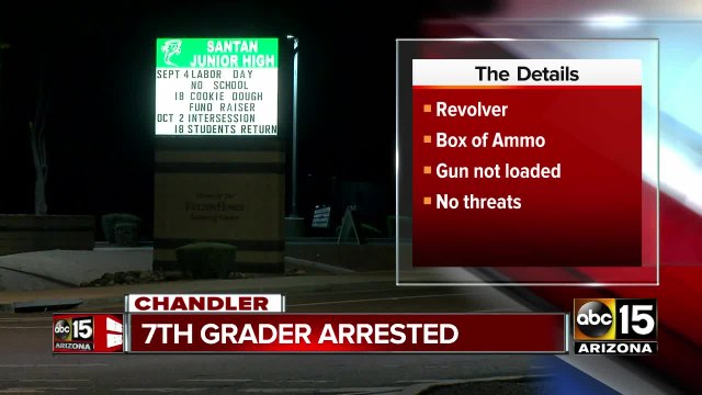 Teen arrested after bringing gun, ammunition to Chandler school