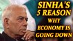Yashwant Sinha comes hard of Modi government for economic slow down, 5 reasons | Oneindia News